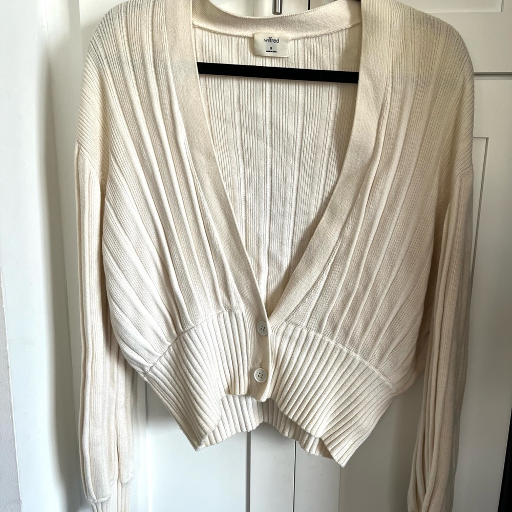 Aritzia Plunge Cardigan in Cream